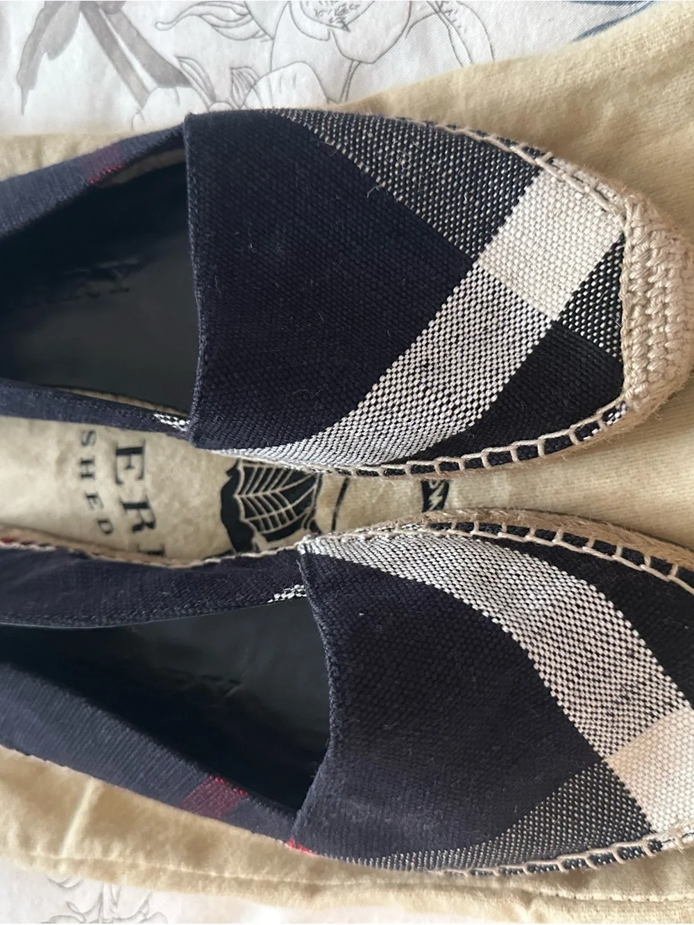 Burberry Black Canvas Espadrilles with Red Accents